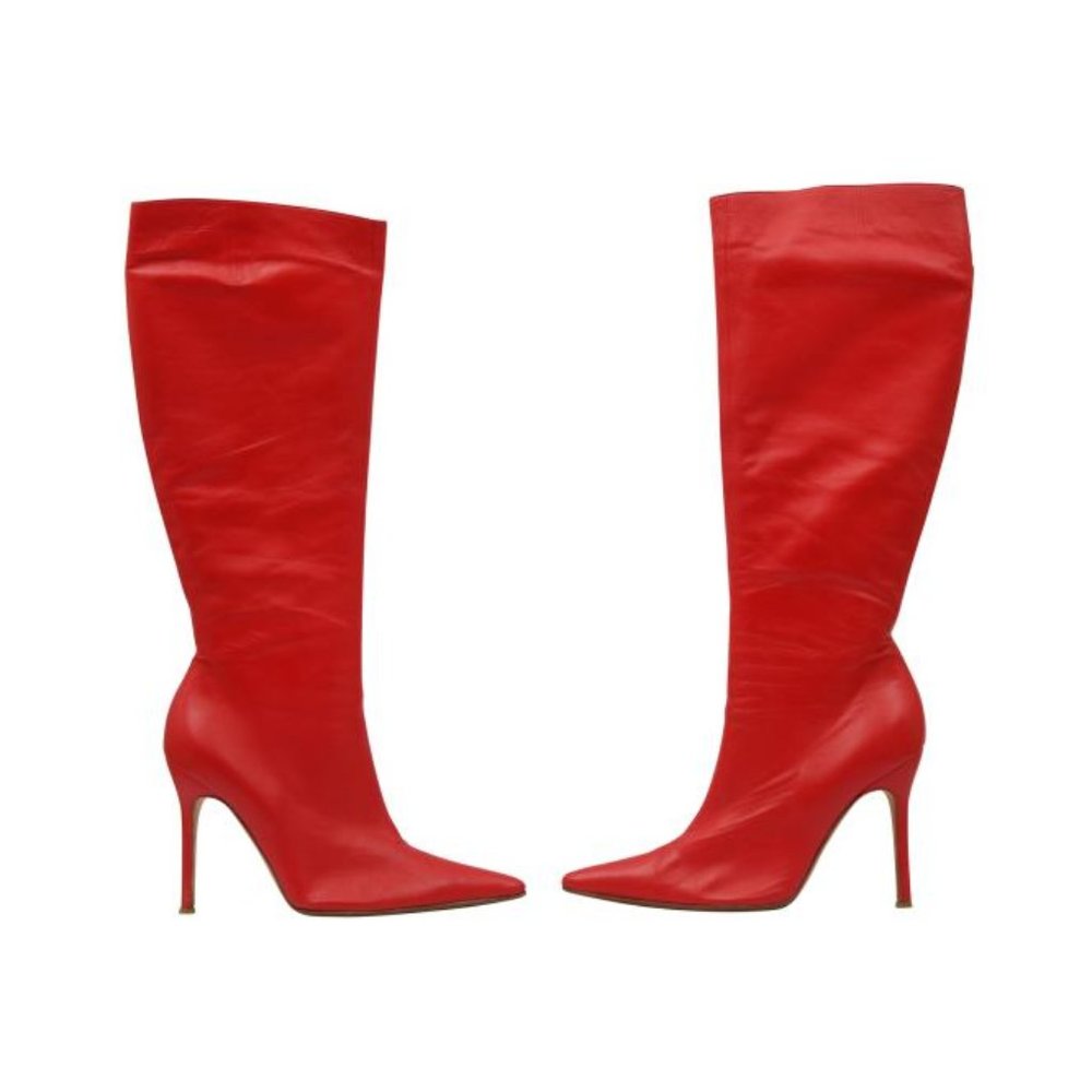 Dolce & Gabbana Red Heeled Leather Boots